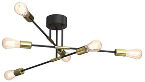 Lampadario on a pole FLAME 6xE27/60W/230V nero/oro