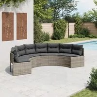 Divano da Giardino con Cuscini Semicircolare Grigio Polyrattan 3318523