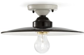 Plafoniera Vintage B&W Metallo Smaltato Nero E Bianco 1 Luce E27 30Cm