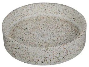 Kamalu - Lavabo da appoggio rotondo con finitura terrazzo beige | KTERE-430BE