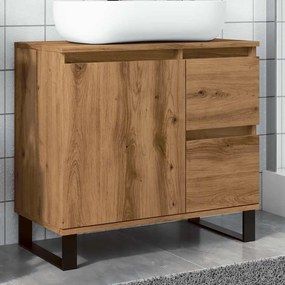 Armadietto Da Bagno Rovere Artigianale 65x33x60cm İn Truciolato /