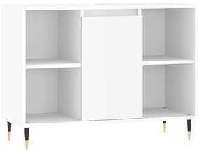 Set Mobili da Bagno 3 pz Bianco Lucido in Legno Multistrato