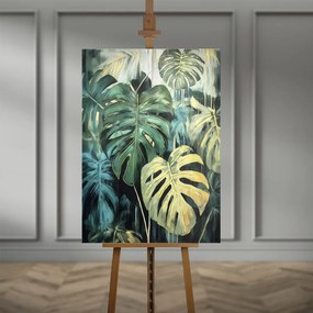 Quadro con elementi dipinti a mano 70x100 cm Monstera - Styler