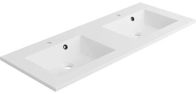 Lavabo a incasso rettangolare doppia vasca Neo L 121 x H 11 x P 48 cm in composito minerale di resina gelificata bianco lucido
