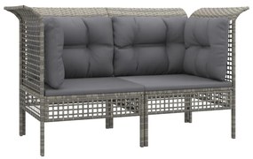 Set Divani da Giardino 10 pz con Cuscini in Polyrattan Grigio