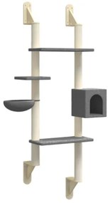 Albero per Gatti con Tiragraffi a Parete Grigio Scuro 180 cm