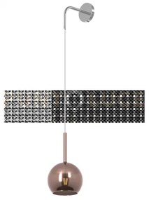 Applique cromo 1 luce piccola vetro rame 1155cr-a-ra