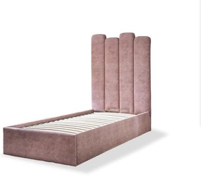 Letto singolo imbottito rosa con contenitore con griglia 90x200 cm Dreamy Aurora - Miuform