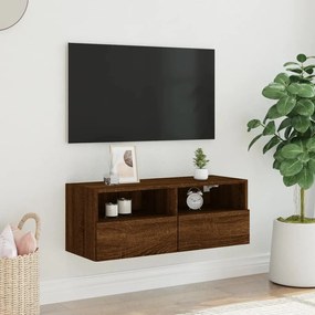 Mobile tv a parete rovere marrone 80x30x30 cm legno multistrato