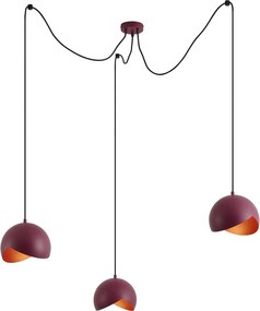 Lampada a sospensione di design rossa con vetro opale 3 luci - Tulip
