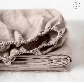 Lenzuolo elastico di lino marrone chiaro, 180 x 200 cm Portobello - Linen Tales