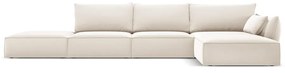 Divano angolare beige (con penisola a destra/con chaise lounge) con rivestimento in velluto Vanda – Mazzini Sofas