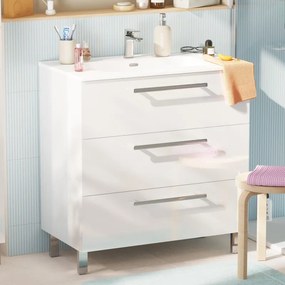 Base Remix 3cassetti L80 x P45 x H57,7 cm bianco, con piedini