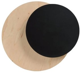 Applique 1 Luce A Disco Con Base In Legno Naturale E Acciaio Nero