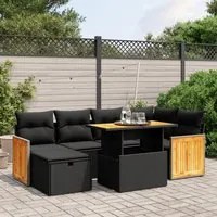 Set Divani da Giardino con Cuscini 7pz Nero Polyrattancod mxl 112582