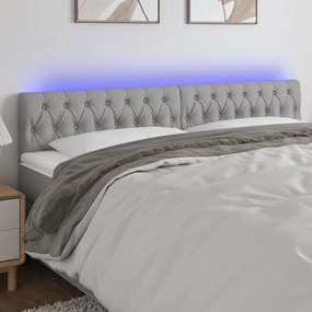 Testiera A Led Grigio Chiaro 200x7x78/88 Cm İn Tessuto /