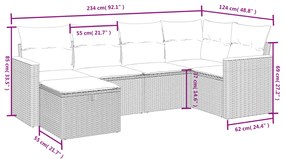 Set divano da giardino 6 pz con cuscini nero in polyrattan