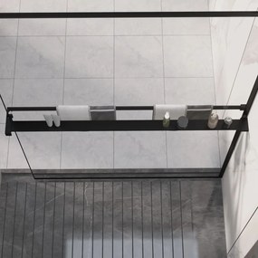 Mensola Doccia A Parete Per Doccia Walk-in Nera 118cm Alluminio /