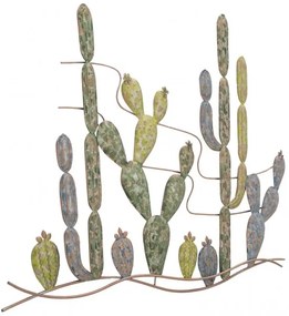 Pannello decorativo in ferro disegno Cactus 90x64x2,5 cm multicolor