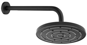 Set Soffione doccia Ø 20 cm e braccio di 35 cm in finitura nero anticalcare Hidra