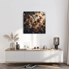 Quadro su tela – Fiori di prato in luce marrone