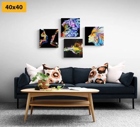 Set di quadri – Astrazione colorata su sfondo nero