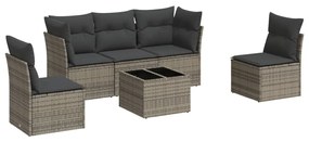 Set divano da giardino 6 pz con cuscini grigio in polyrattan