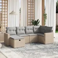 Set Divano da Giardino 6 pz con Cuscini Beige Misto Polyrattan 3263485