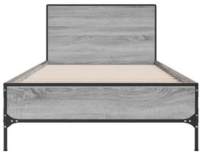 Giroletto grigio sonoma 90x190cm in legno multistrato e metallo