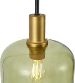 Lampada da terra Hotel Chic nera e oro con vetro verde - Zuzanna