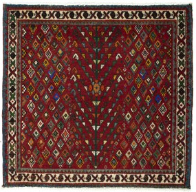 Shiraz Tappeto 70 x 70 Rosso (Iran) Annodato A Mano