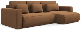 Divano angolare color terracotta allungabile/con contenitore (con penisola a destra/con chaise lounge) Kapua – Makamii