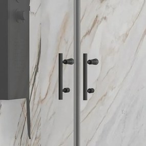 Kamalu - Box doccia 80x70 nero apertura saloon altezza 200h | KS2800AS