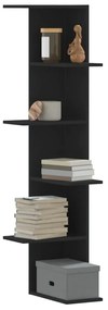 Scaffale Angolare Muro Nero 36,5x36,5x140 Cm Legno Multistrato /