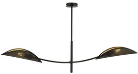 Sospensione Nordica 2 Luci Lotus In Acciaio Nero Oro Bracci Regolabili