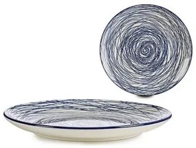 Piatto da pranzo Righe Azzurro Bianco Porcellana 24 x 2,8 x 24 cm