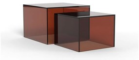 Set di tavolini da salotto marroni in vetro 2 pz 50x50 cm Dice – Actona