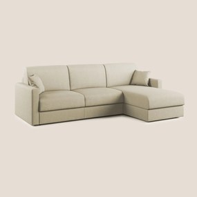 Chris Divano letto angolare con penisola in microfibra smacchiabile T11 panna