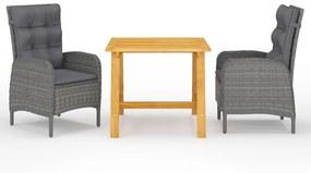 Set Mobili Da Pranzo Per Giardino 3 Pz Grigio /