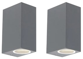 Set di 2 applique moderne grigio scuro 2 luci IP44 - Baleno