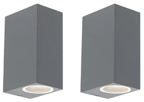 Set di 2 applique moderne grigio scuro 2 luci IP44 - Baleno