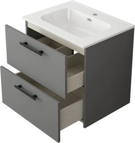 Base sospesa Remix 2 cassetti, L60 X P45 X H 57.7 cm grigio cemento