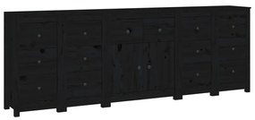 Credenza nera 230x35x80 cm in legno massello di pino