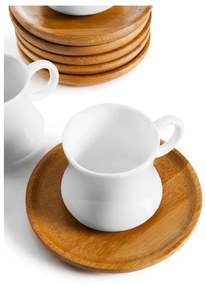 Set di 6 tazze in porcellana con piattini in bambù Largi - Bambum