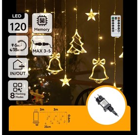 Aigostar - Catena luminosa LED natalizia da esterno 120xLED/6W/230V/8 funzioni 3x0,6m IP44 bianco caldo + telecomando