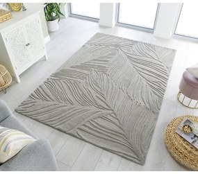 Tappeto in lana grigio chiaro 200x290 cm Lino Leaf - Flair Rugs