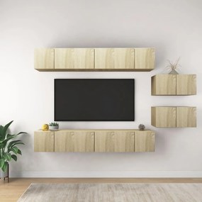 Mobili Porta Tv 8 Pz Rovere Sonoma İn Legno Multistrato /