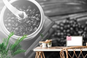 Carta da parati – Macinino da caffè vintage in bianco e nero