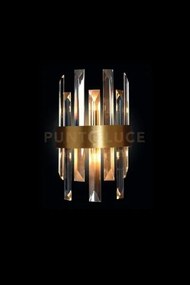 Lampada da parete zenna, oro satinato, cristallo trasparente, 2luci...