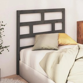 Testiera Per Letto Grigia 96x4x100 Cm İn Legno Massello Di Pino /
